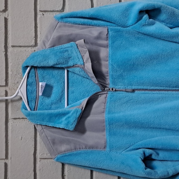 DANSKIN Blue/Gray Fleece Zip-Up W/Pockets Jacket. Size Large NWOT - Picture 2 of 9